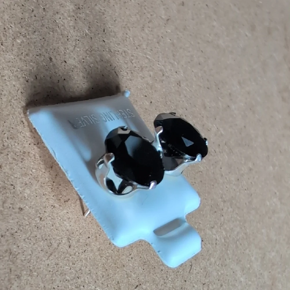 Sterling Silver Black Tourmaline Faceted Round Stud Earrings